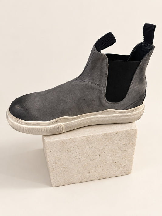 Tiger Suede Grey Pull-On Boots — side profile