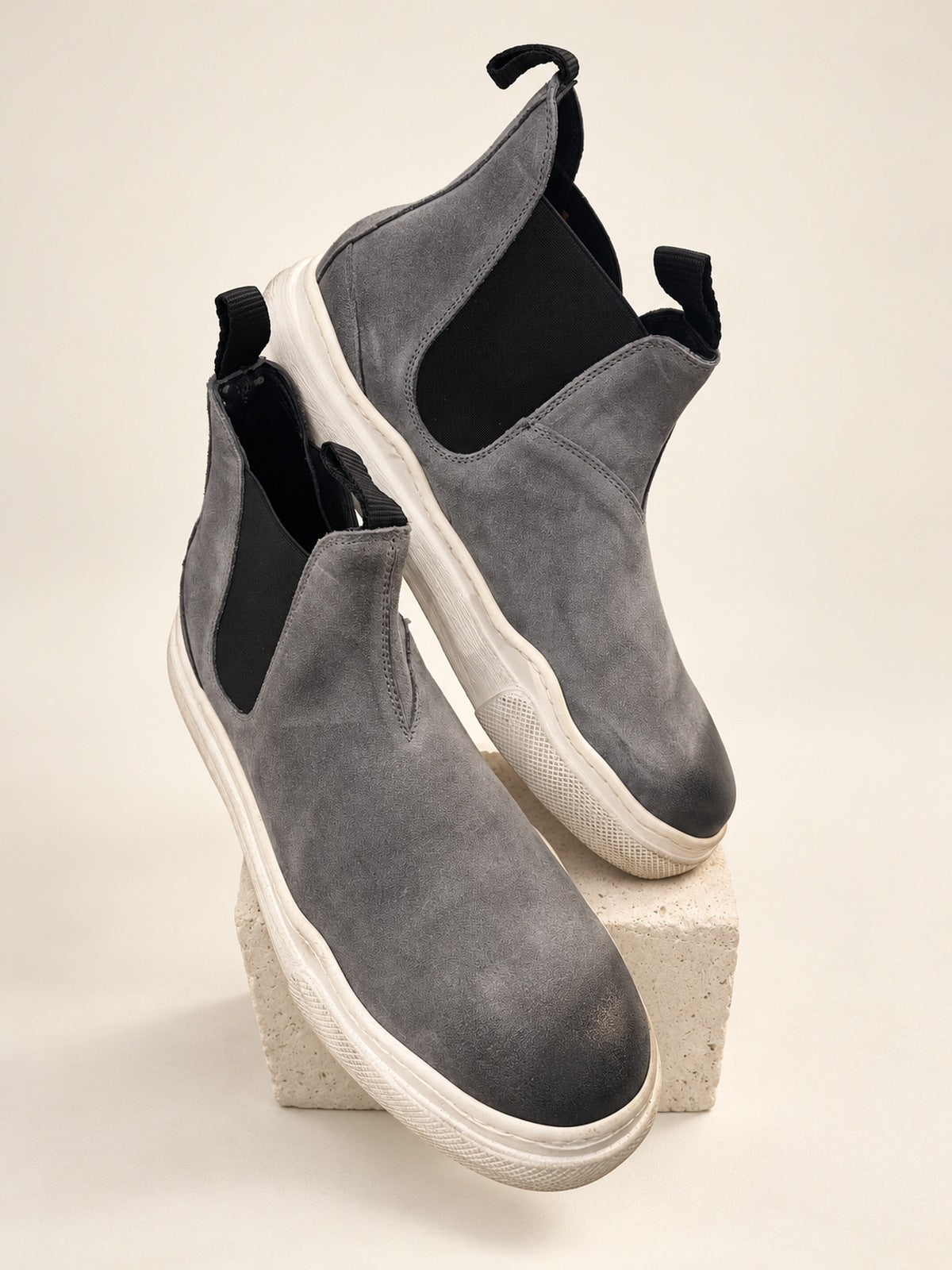 Tiger Suede Grey Pull-On Boots — product view