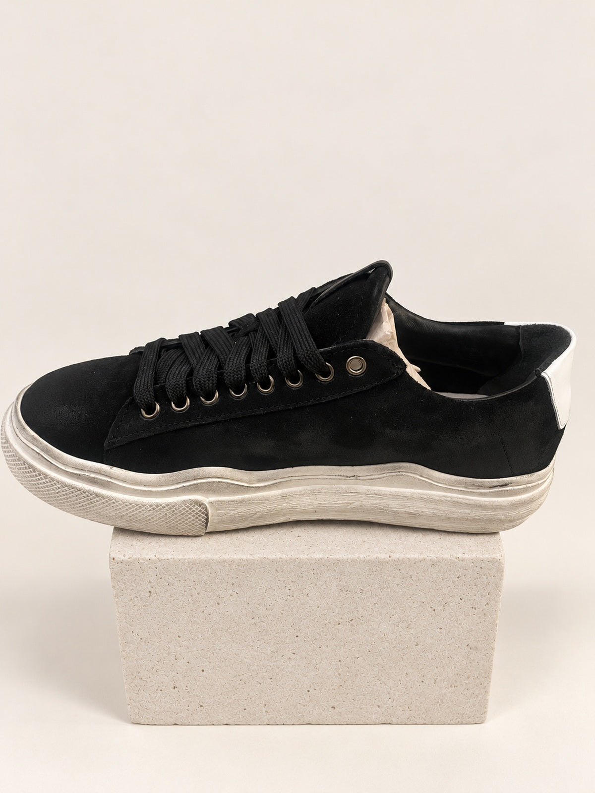Wave Suede Black Trainers — side profile