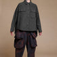 Black Kedem Sasson cotton shirt with chest flap pockets, front view
