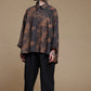 Kedem Sasson copper-brown and charcoal printed cotton shirt, front view