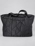 Kedziorek black and grey quilted tote, front view with geometric quilting