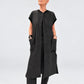 Kedziorek 5524 grey pinstripe long gilet — main, unbelted view