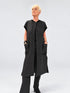 Kedziorek 5524 grey pinstripe long gilet — main, unbelted view