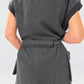 Kedziorek 5524 grey pinstripe long gilet — back belt detail view
