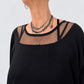 Kedziorek 5548 black dress with mesh neckline — neckline view