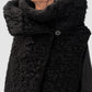 Kedziorek 5551 black long textured gilet — collar detail view