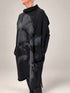 Kedziorek black tonal floral print dress with raised collar, relaxed sleeves and shaped hem, front view
