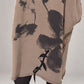 Kedziorek taupe cotton dress, close-up of floral print, ribbon leaf detail and raw-edged hem