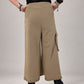 Kedziorek taupe wide-leg cotton cargo trousers, back view showing waistband and cropped hems
