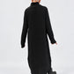 Kedziorek 5577 black long dress with raised neckline — back view