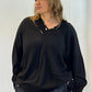 La Vaca Loca Apice black V-neck jumper, front view
