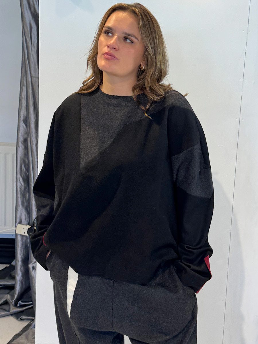 La Vaca Loca Tratado panelled jumper, full front view