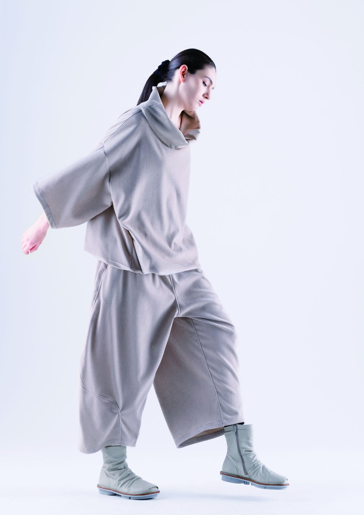 Moyuru 263638 cotton-blend cowl-neck tunic, styled lookbook view