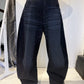 PLU Bubble denim trousers in dark blue, front view