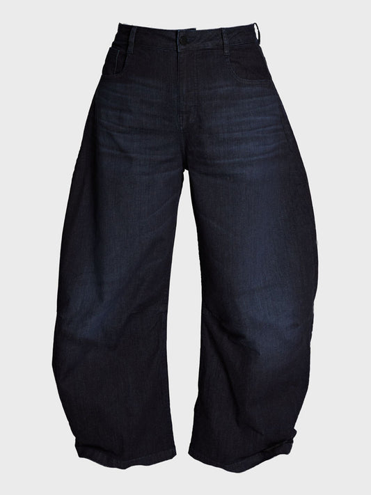 PLU Bubble Denim Trousers in dark blue, garment cut-out