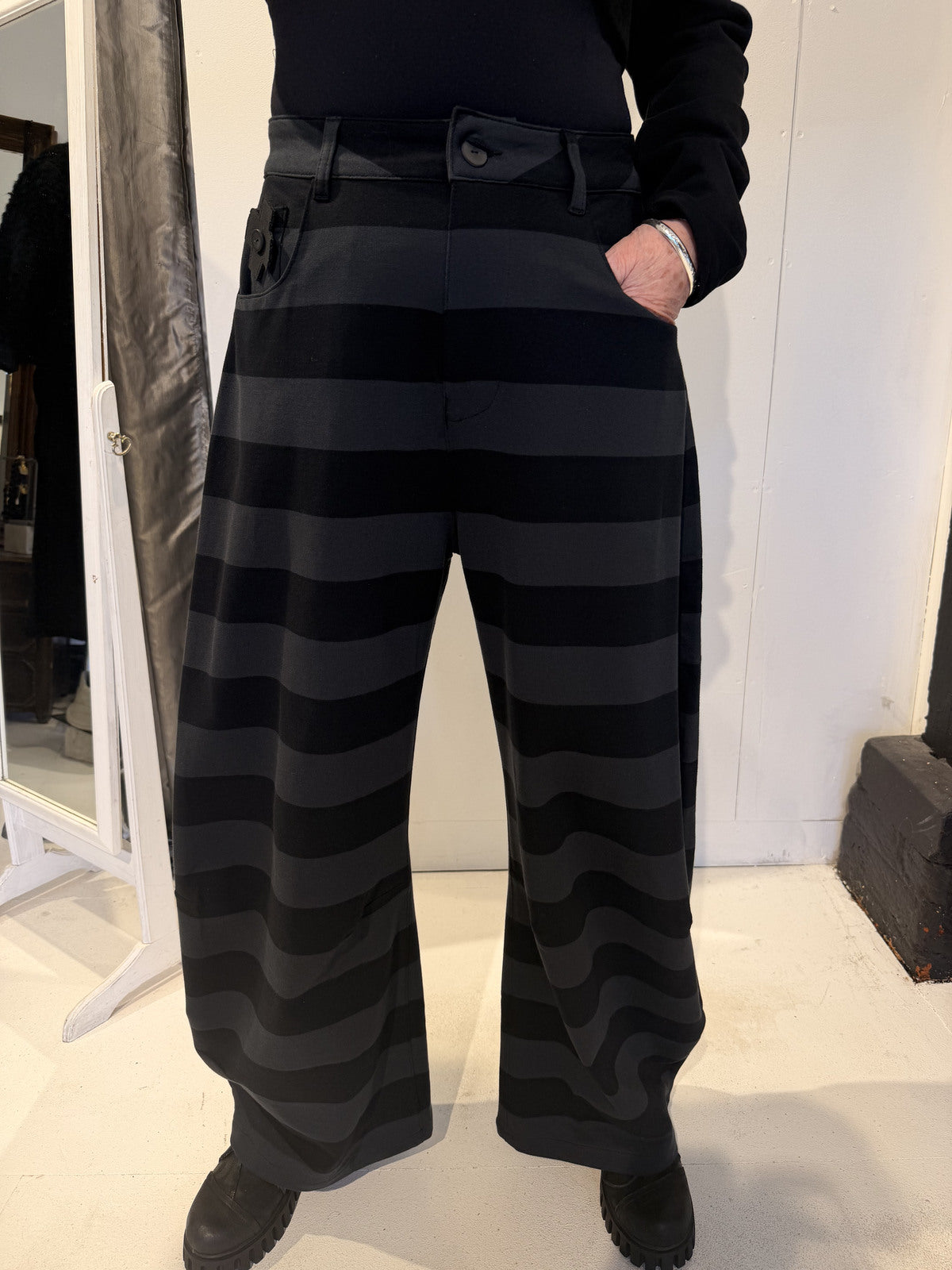 PLU Sweat Balloon trousers in stripe, front view