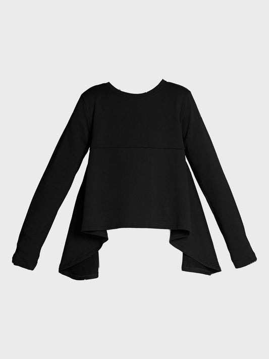 PLU Circle Cotton Sweat Top in black, garment cut-out