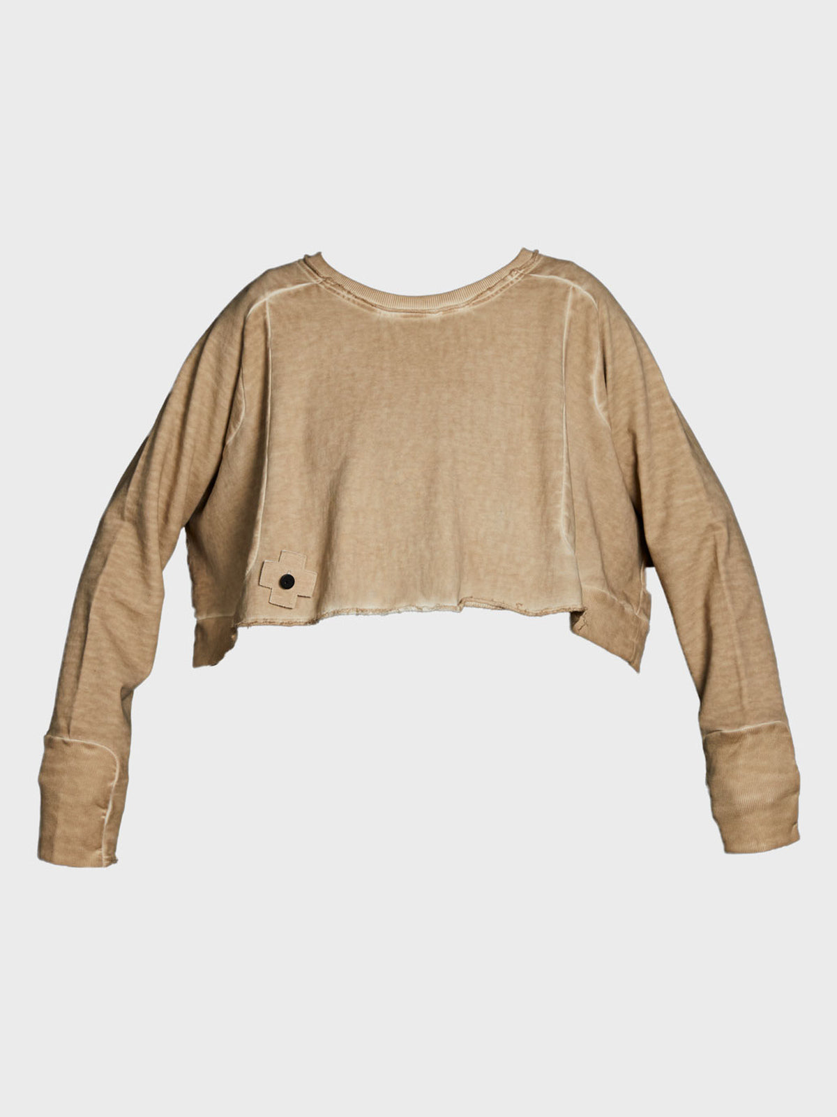 PLU Short Short Cropped Sweatshirt in desert, garment cut-out