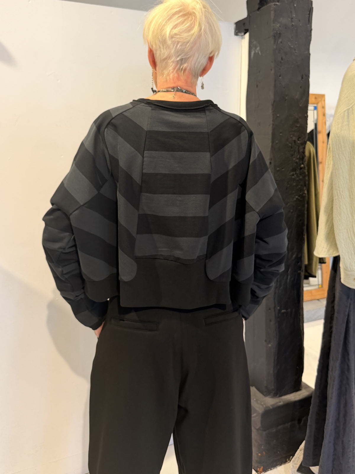 PLU Short Short sweatshirt in stripe, back view
