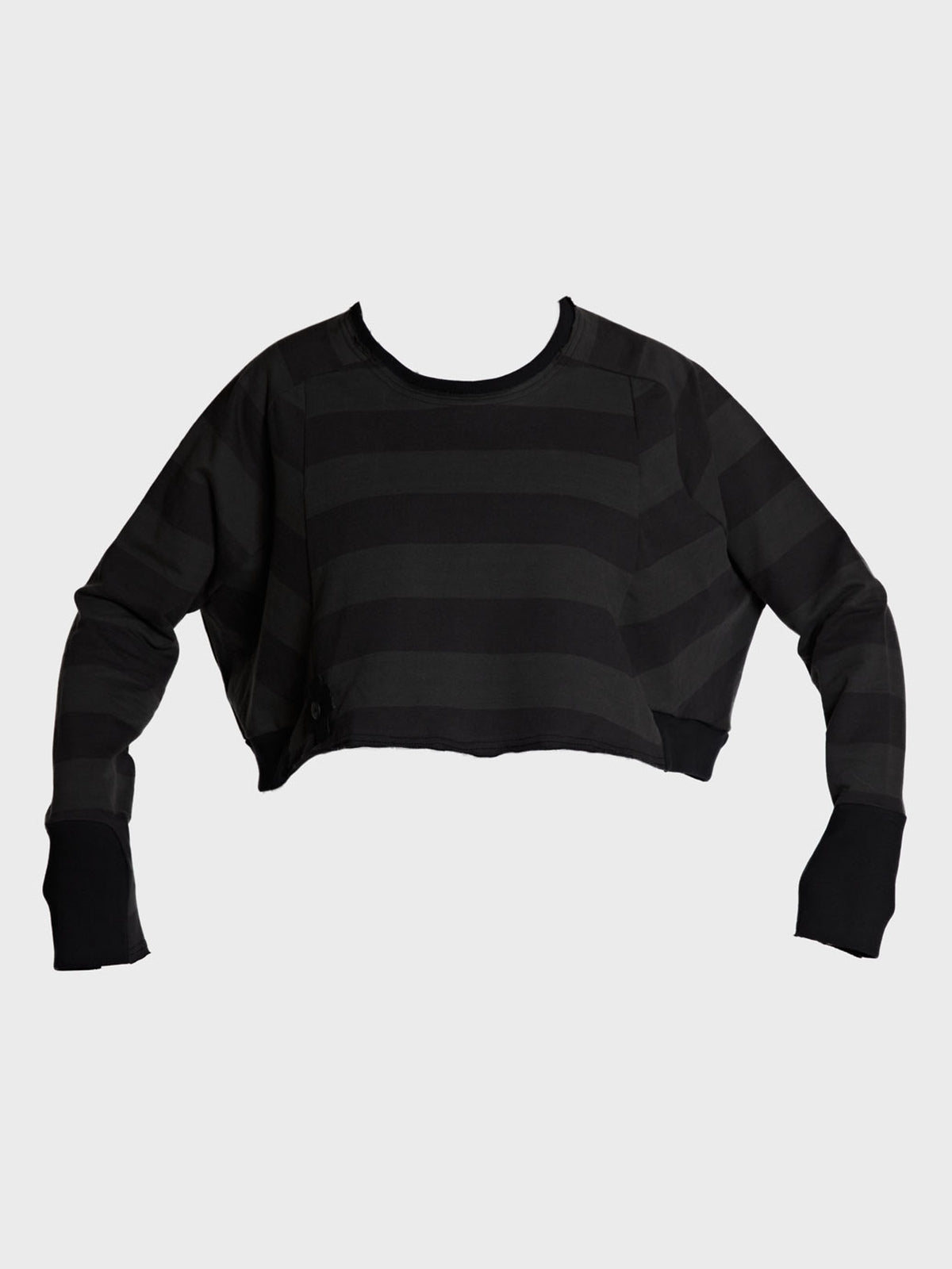 PLU Short Short Cropped Sweatshirt in stripe, garment cut-out