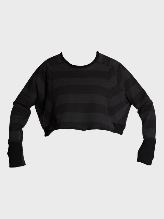 PLU Short Short Cropped Sweatshirt in stripe, garment cut-out