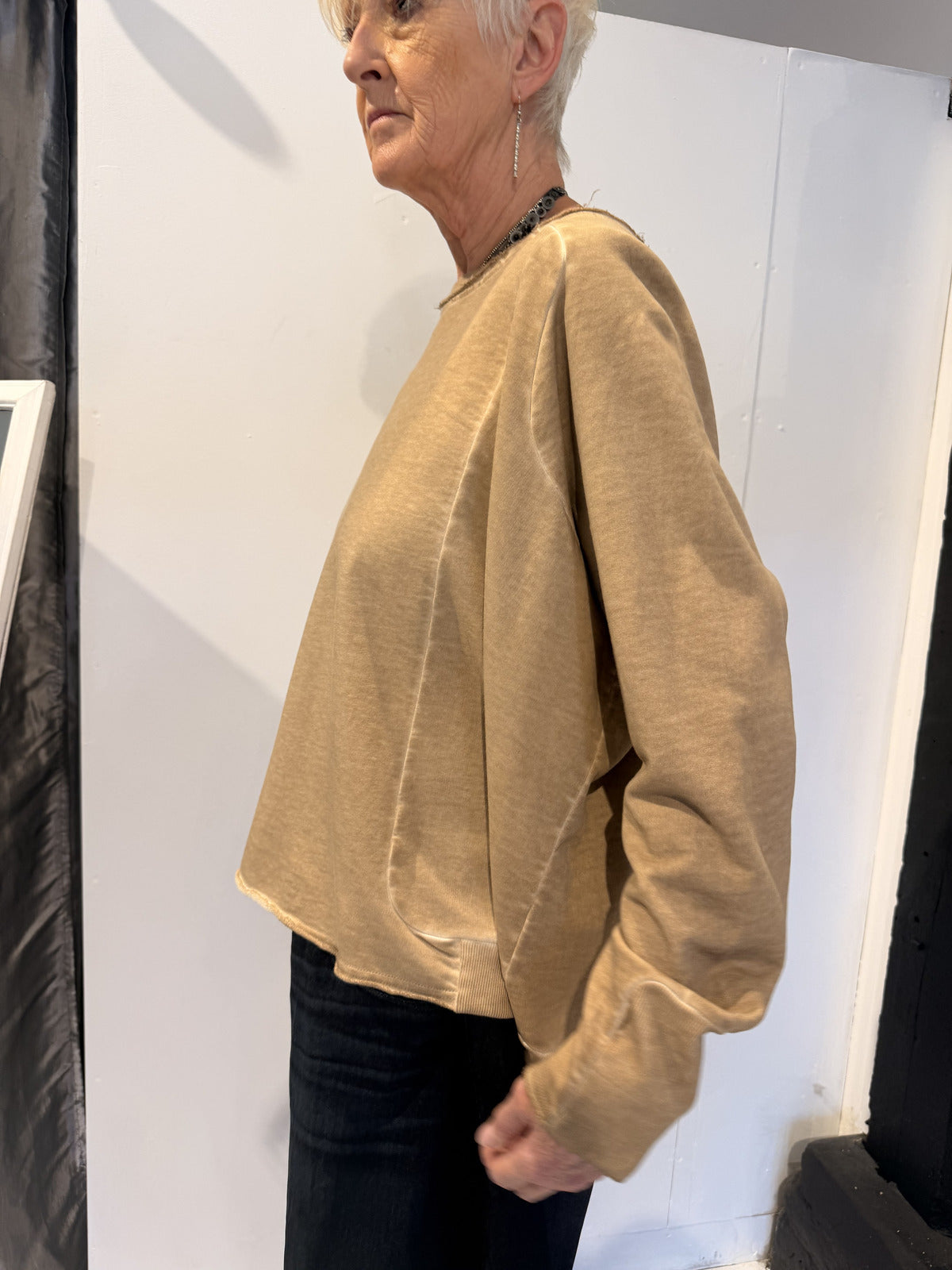 PLU Short sweatshirt in desert, side view