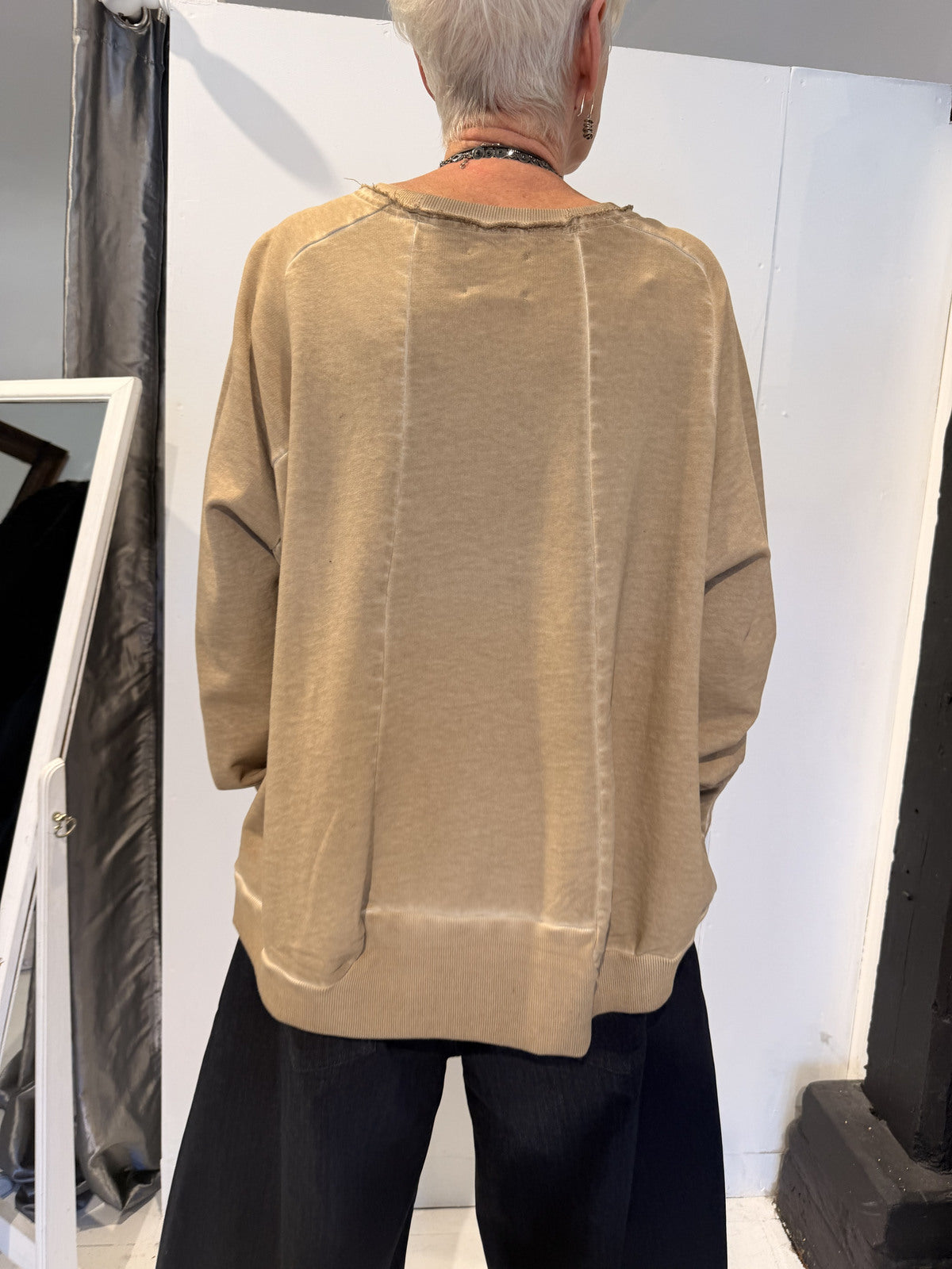 PLU Short sweatshirt in desert, back view