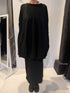 PLU Long sweat tunic in black, front view