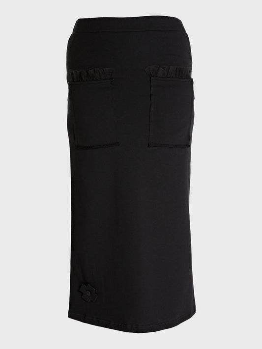 PLU Pencil Cotton Midi Skirt in black, garment cut-out