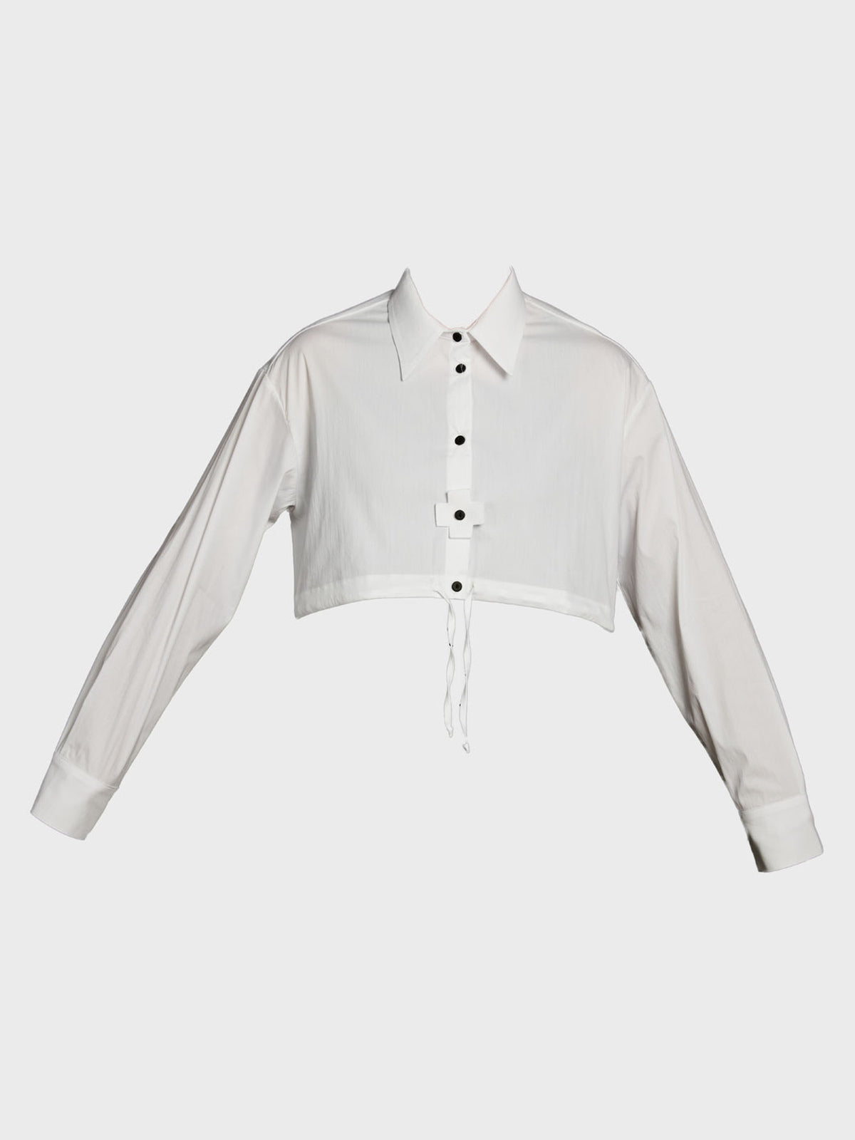 PLU Boxed Breeze Cropped Cotton-Blend Shirt in white, garment cut-out