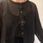 PLU Snuggle mesh cardigan in black, front view