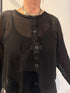 PLU Snuggle mesh cardigan in black, front view
