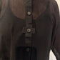 PLU Snuggle mesh cardigan in black, button and mesh detail