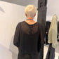 PLU Snuggle mesh cardigan in black, back view