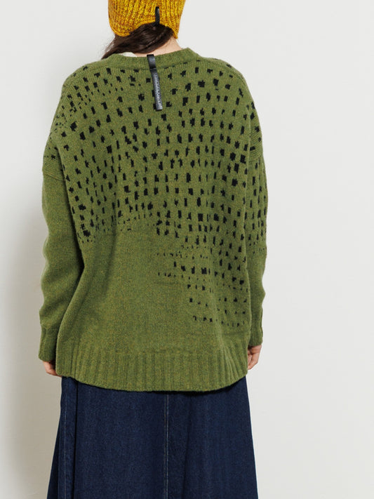 Serienumerica 5015 oversized merino and mohair dot jumper in Herb – back garment