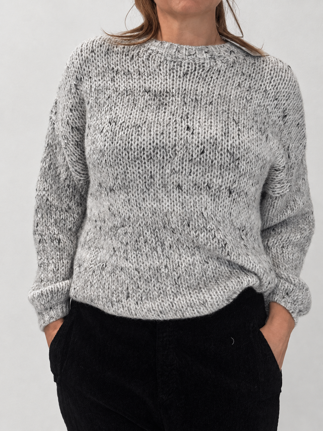 Transit light grey textured alpaca-blend jumper – front view