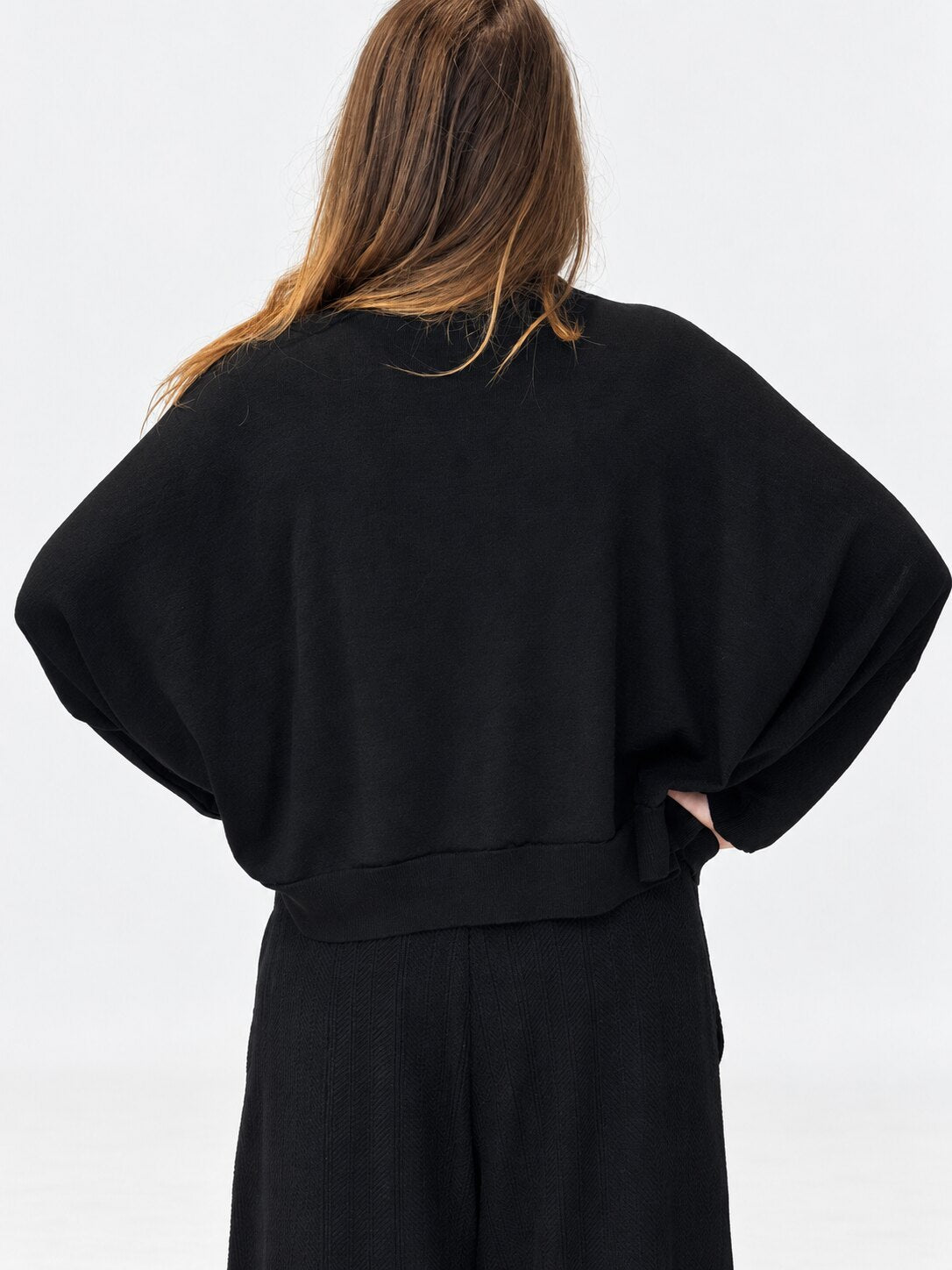 Transit black draped virgin-wool jumper – back view
