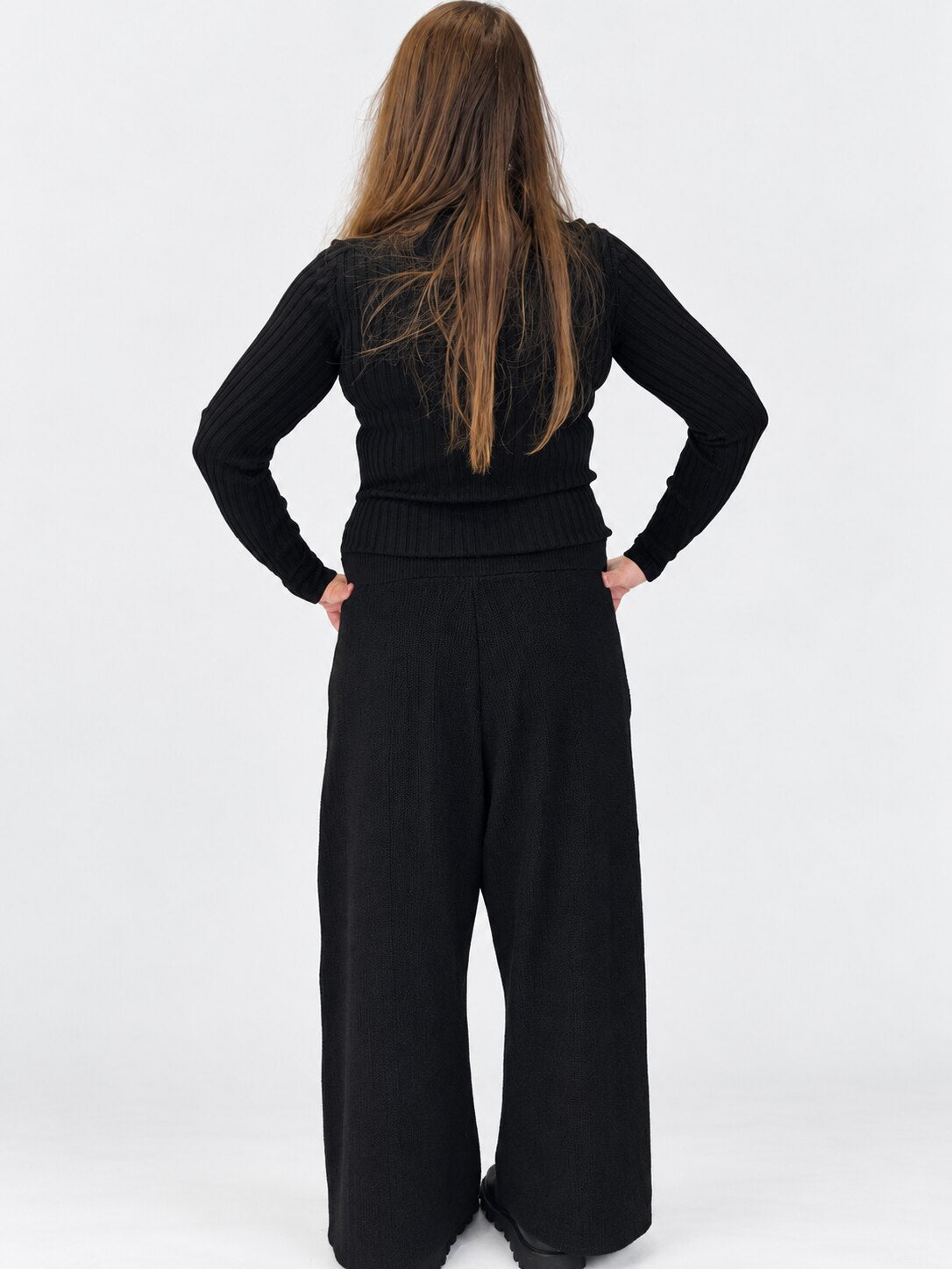 Transit black ribbed virgin-wool roll-neck top – back view