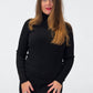 Transit black ribbed virgin-wool roll-neck top – three-quarter front view