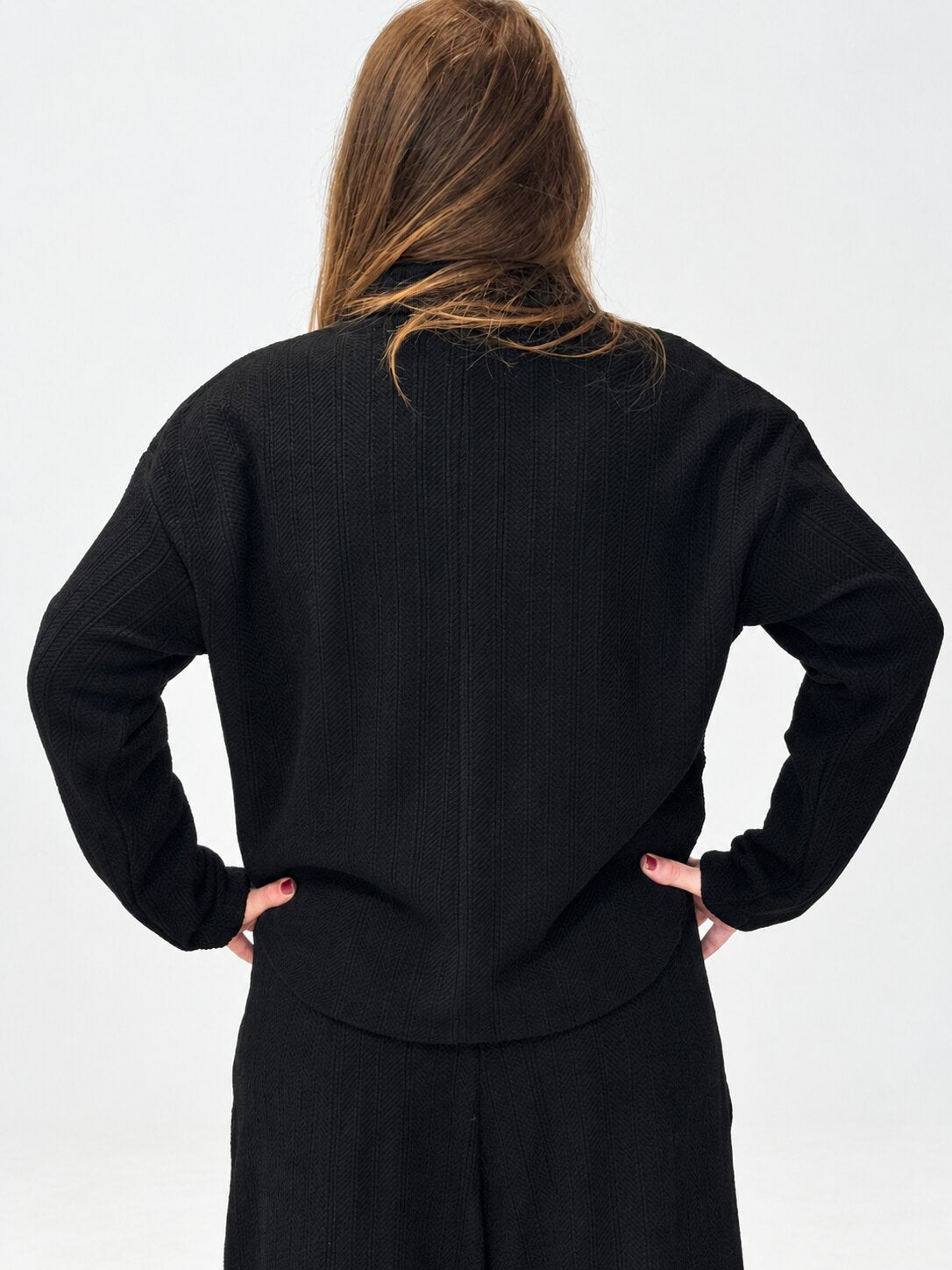 Transit black textured virgin-wool jacket – back view