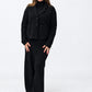 Transit black textured virgin-wool jacket – full-length styling view
