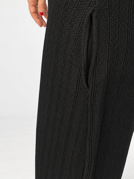 Transit black wide-leg trousers – textured fabric and side-pocket detail