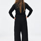 Transit black textured virgin-wool wide-leg trousers – full back view