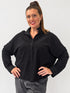 Transit black textured oversized wool top – front view