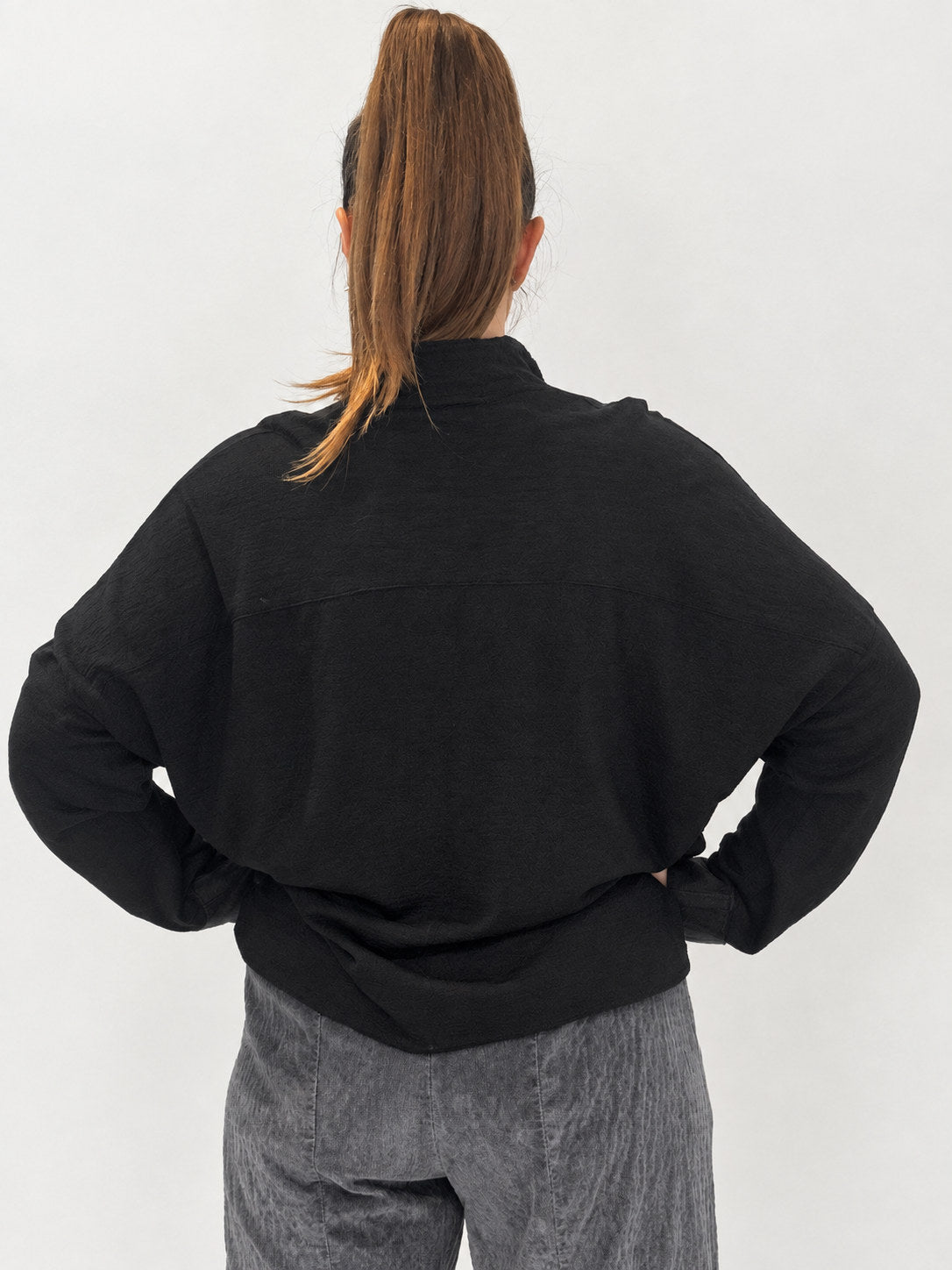 Transit black textured oversized wool top – back view