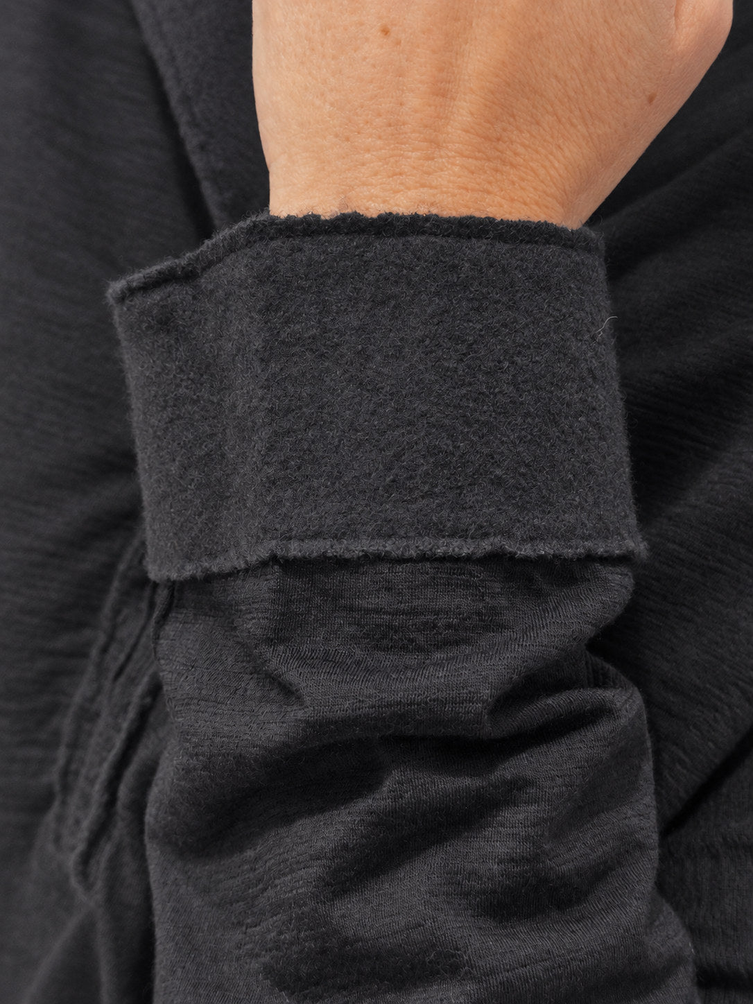 Transit black oversized wool top – turned-back cuff detail