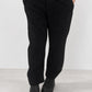 Transit black textured pull-on trousers – front view