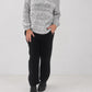 Transit black pull-on trousers styled with a light grey jumper