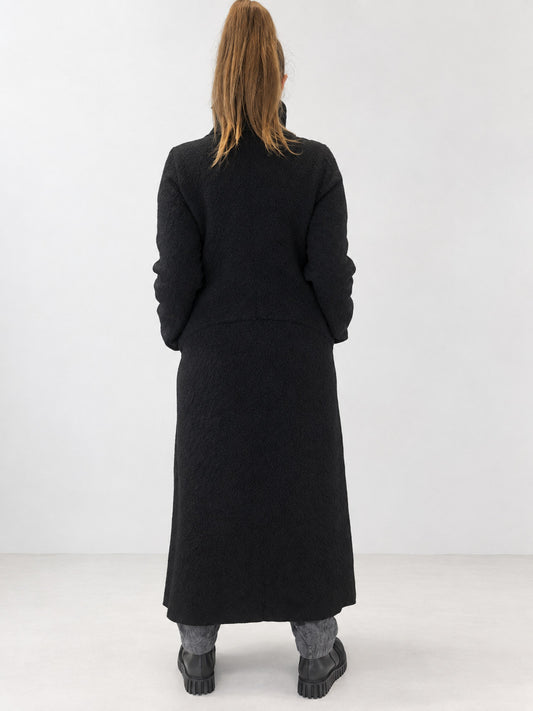 Transit black virgin-wool long coat – back view
